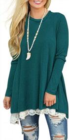 img 2 attached to Stylish And Chic Women'S Lace Tunic Blouse With Long Sleeves And A-Line Fit From WEKILI