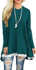 img 3 attached to Stylish And Chic Women'S Lace Tunic Blouse With Long Sleeves And A-Line Fit From WEKILI