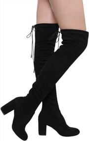 img 2 attached to Women'S Over The Knee Drawstring Block Heel Boots - BESTON FD19, Black, Size 10