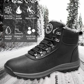 img 3 attached to RomenSi Mens Womens Winter Ankle Snow Hiking Boots Water Resistant Non Slip Sole Warm Fur Lined Boot