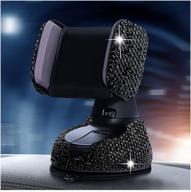 🌟 stylish & secure: radish stars crystal rhinestone car phone mount for dashboard - adjustable & strong sticky - black logo