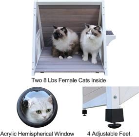 img 2 attached to Grey Wooden Triangle Outdoor Cat House with Raised Floor, 🏡 Clear Windows and Escape Door - Weatherproof Feral Cat Shelter and Habitat