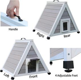 img 1 attached to Grey Wooden Triangle Outdoor Cat House with Raised Floor, 🏡 Clear Windows and Escape Door - Weatherproof Feral Cat Shelter and Habitat