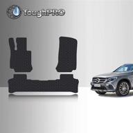 🚗 toughpro floor mats accessories set (front row + 2nd row) for mercedes benz glc all weather heavy duty - made in usa (black rubber) 2016-2022 logo