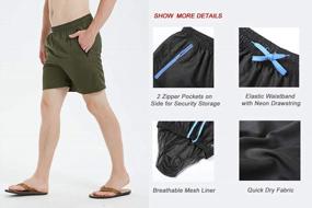 img 3 attached to Быстросохнущие мужские плавки с карманами на молнии и подкладкой из дышащей сетки от MADHERO