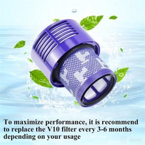 img 1 attached to Dyson V10 Filter Replacements - Compatible with V10 Series, Absolute, Animal, Motorhead - 2 Pack HEPA Filters - Compare to Part # 969082-01