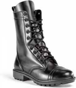 img 3 attached to Black Leather Combat Jump Boots With Side Zipper - High Lace Up Military Paratrooper Style For Men And Women, Lightweight Slip-On Fashion Shoes - BURGAN 802