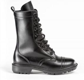 img 2 attached to Black Leather Combat Jump Boots With Side Zipper - High Lace Up Military Paratrooper Style For Men And Women, Lightweight Slip-On Fashion Shoes - BURGAN 802