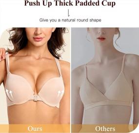 img 2 attached to Plunge Push-Up Bra With Strappy Cross-Back Design, Thick Padded Cups, Front Closure, And Underwire Support - Adds 2 Cups And Seamless For Comfort