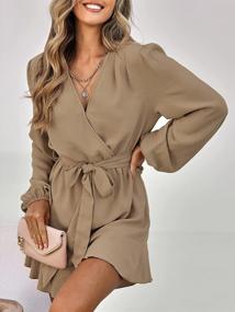 img 3 attached to Stylish Women'S Rompers For Fall: QegarTop Wrap Front Long Sleeve Jumpsuits