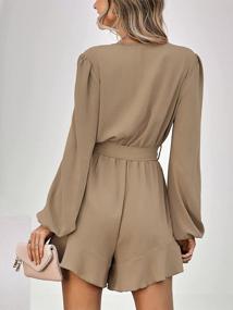 img 2 attached to Stylish Women'S Rompers For Fall: QegarTop Wrap Front Long Sleeve Jumpsuits