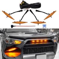 🚗 enhance your toyota 4runner's style with mealam amber led lights - 4pcs front grille raptor lamps with harness and fuse for 2014-2019 sr5, trd off-road, limited, tro pro, 2014-2021 trd pro logo