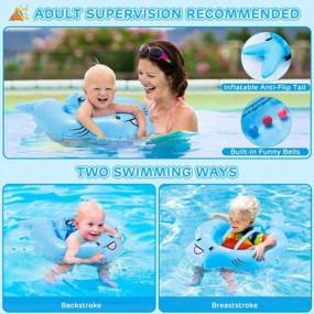 img 3 attached to UPF 50+ UV Защита от солнца детский поплавок для бассейна: надувной плавательный поплавок со съемным навесом и никогда не переворачивается через хвост