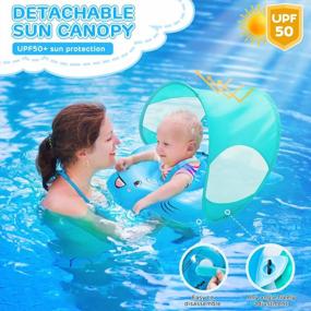 img 2 attached to UPF 50+ UV Защита от солнца детский поплавок для бассейна: надувной плавательный поплавок со съемным навесом и никогда не переворачивается через хвост