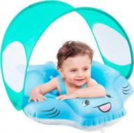 upf 50+ uv sun protection baby pool float: inflatable swimming floatie with removable canopy and never flip over tail - water toys accessories for 3-36 months toddlers & infants logo
