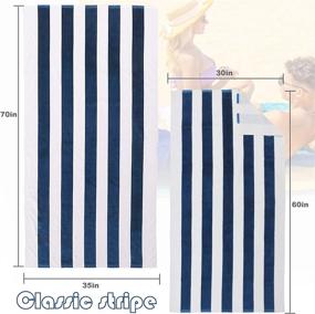 img 2 attached to Exclusivo Mezcla 4-Pack 100% Cotton Oversized 35"X70" Cabana Stripe Beach Towels, Super Absorbent Soft Plush Pool Towel, Bath Towel (Charcoal Grey/Dark Navy/Purple/Red)