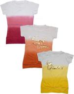 stylish and trendy miss popular 3-pack girls 👚 dip dyed foil print t-shirt set - size 4-16 logo