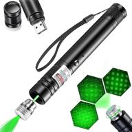 🔦 high power green laser pointer with long distance range, usb chargeable & adjustable modes, ideal for camping and hiking with star cap logo