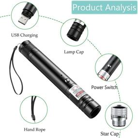 img 1 attached to 🔦 High Power Green Laser Pointer with Long Distance Range, USB Chargeable & Adjustable Modes, Ideal for Camping and Hiking with Star Cap