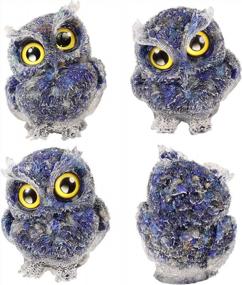 img 2 attached to Lapis Lazuli Owl Statue Sculpture Carved Animals Figurine Crystal Ornament Home Decor Desktop Office
