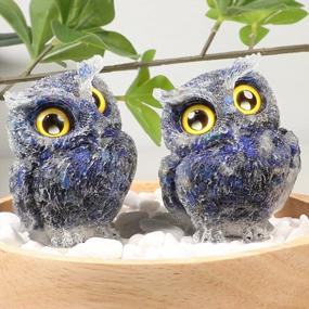 img 1 attached to Lapis Lazuli Owl Statue Sculpture Carved Animals Figurine Crystal Ornament Home Decor Desktop Office