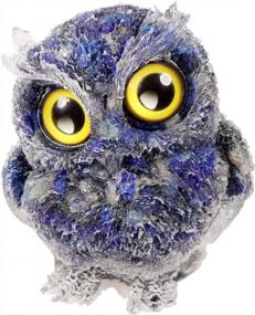 img 4 attached to Lapis Lazuli Owl Statue Sculpture Carved Animals Figurine Crystal Ornament Home Decor Desktop Office