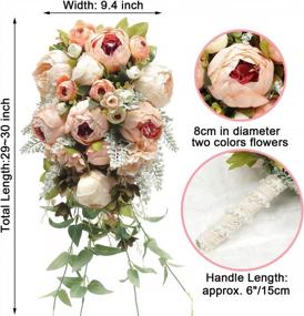 img 2 attached to Stunning Handmade Artificial Peony Rose Wedding Bouquets For Brides And Bridesmaids - Pink