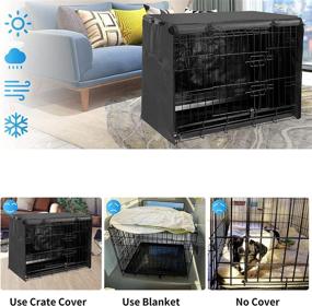 img 1 attached to 🐶 Waterproof Black Dog Crate Cover for 42 Inch Wire Dog Cage with Multiple Doors - Durable 600D Oxford Fabric, Suitable for Indoor/Outdoor Use