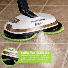 img 2 attached to 🧹 Elicto Electronic Dual Spin Mop and Polisher with Water Spray, LED, Adjustable Height, Ergonomic Design, 2 Sets of Reusable Microfiber Mop Heads, ideal for All Hard Surfaces (Corded)