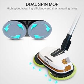 img 3 attached to 🧹 Elicto Electronic Dual Spin Mop and Polisher with Water Spray, LED, Adjustable Height, Ergonomic Design, 2 Sets of Reusable Microfiber Mop Heads, ideal for All Hard Surfaces (Corded)