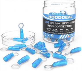 img 4 attached to Hooddeal 100 Pack Синие термоусадочные кольцевые клеммы - 5/16 дюймов, 16-14 AWG - Электрические соединители с клейкой трубкой для автомобильных, морских и прицепных проводных соединений