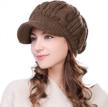 warm up in style: jeff & aimy women's 100% wool knit visor beanie newsboy cap logo