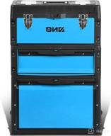 🔧 dna motoring tools-00224: 3-tier stackable hand case tool boxes trolley with 3-in-1 storage compartments, blue - convenient and versatile storage solution logo