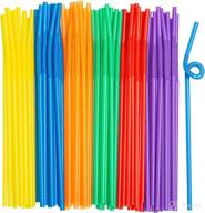 🥤 300 pack of long flexible disposable plastic drinking straws - assorted colors - 10.02" high - bulk value buy logo