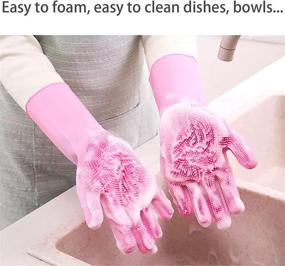 img 1 attached to HUAYINGMEI Dishwashing Gloves Kitchen Medium