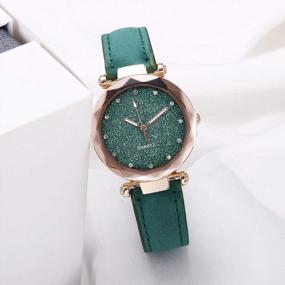 img 3 attached to Starry Sky Dial Women'S Retro Watch With Rhinestone Accents And Leather Band - Fashionable Analog Quartz Wristwatch