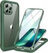 protect your iphone 13 pro max with miracase's clear glass case and built-in screen protector in acacia green logo