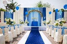 img 4 attached to Royal Blue Sequin Aisle Runner - 36In X 15Ft Wedding Decoration Carpet For Bridal Walkway & Ceremony Floor