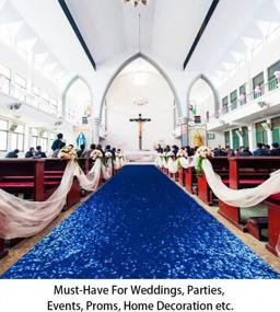 img 1 attached to Royal Blue Sequin Aisle Runner - 36In X 15Ft Wedding Decoration Carpet For Bridal Walkway & Ceremony Floor