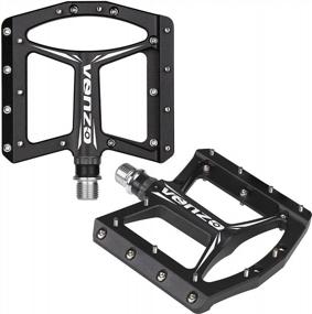 img 1 attached to VENZO Flat Mountain Bike Pedals - Large Aluminum Platform, 110Mm X 100Mm, 12Mm Thickness With Anti-Skid Nails - 9/16
