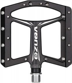 img 4 attached to VENZO Flat Mountain Bike Pedals - Large Aluminum Platform, 110Mm X 100Mm, 12Mm Thickness With Anti-Skid Nails - 9/16