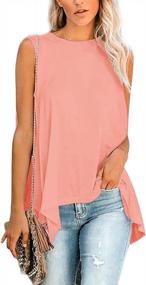 img 4 attached to Stylish And Comfy: MAKARTHY Women'S Cotton Sleeveless Crew Neck Tunic Tank High Low Top Blouse