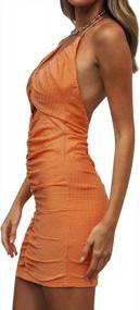 img 2 attached to Women'S Halter Spaghetti Strap Dress With Cutouts And Ruching - Mini Bodycon