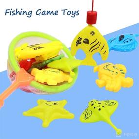 img 1 attached to 🎣 YEITIADY Magnetic Fishing Game Pool Toys for Kids - Fun Water Fish Toys Set with 18 Floating Magnet Sea Animals, 1 Wooden Fishing Pole, and Catching Fish Tool - Perfect for Bathtub and Pool Play