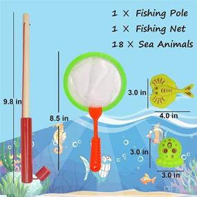 img 3 attached to 🎣 YEITIADY Magnetic Fishing Game Pool Toys for Kids - Fun Water Fish Toys Set with 18 Floating Magnet Sea Animals, 1 Wooden Fishing Pole, and Catching Fish Tool - Perfect for Bathtub and Pool Play