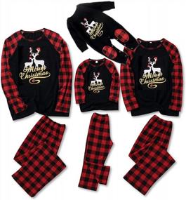 img 4 attached to SANMIO Christmas Family Pajamas Matching Sets, Classic Plaid Xmas Deer Sleepwear For Family Mens Womens