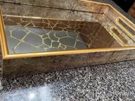 img 1 attached to MAONAME Gold Decorative Tray - Printed Marble Glass Serving Tray W/ Handles For Coffee Table, Ottoman & Bathroom Vanity - 15.75" X 10.2" X 1.58 review by Kevin Phillips