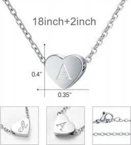 img 1 attached to Personalized Charm: Lanqueen Silver Initial Heart Necklace For Women And Girls, Tiny Letters Pendant With Adjustable Chain