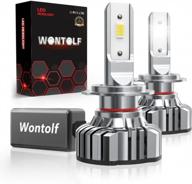 upgrade your vehicle's lighting with the wontolf h7 led headlight bulb - 11000lm, 350% brighter, 6000k cool white, and adjustable beam! logo