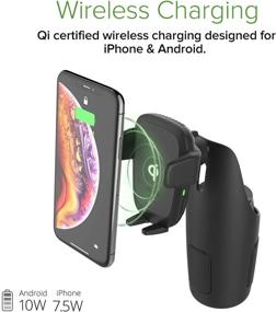img 2 attached to 🔌 Convenient and Smart: iOttie Auto Sense Qi Wireless Charging Car Charger with Automatic Clamping Cup Holder Phone Mount for iPhone, Samsung Galaxy, Huawei, LG, and more!